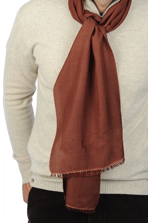 Cashmere & Zijde accessoires scarva chocolade bruin 170x25cm